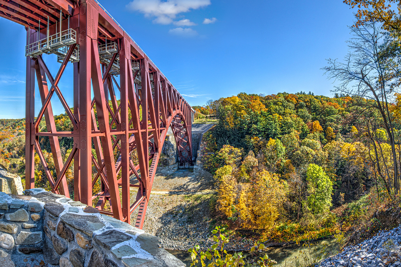 NY743.jpg :: Close up view, from the South, of the new bridge 

Letchworth State Park, NY - Fall 2019