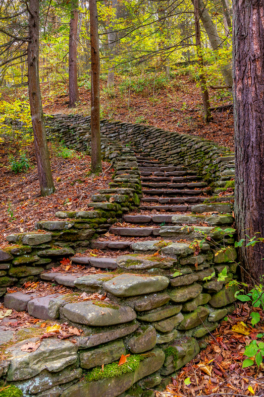 NY827.jpg :: Steps leading up from Wolf Creek in Letchworth State Park

Letchworth State Park NY - Fall 2025