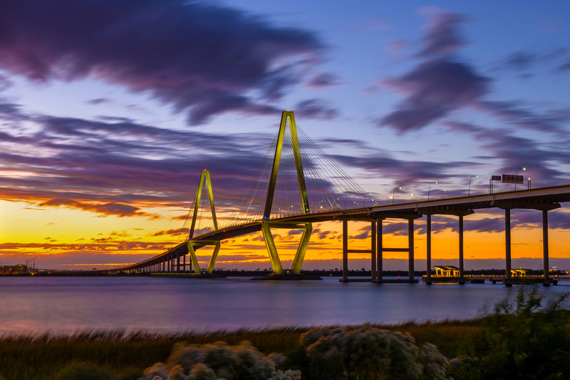 SC035.jpg :: Arthur J Ravenel Bridge at twilight as it crosses the Cooper River

Charleston SC - Fall 2021