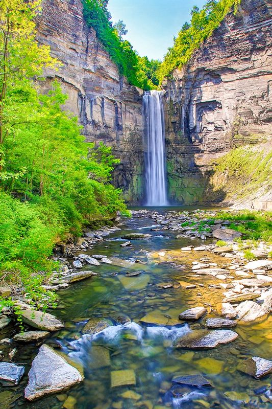 NY405.jpg :: Portrait view of Taughannock Falls as seen from the trail bridge - Trumansburg NY Spring 2015