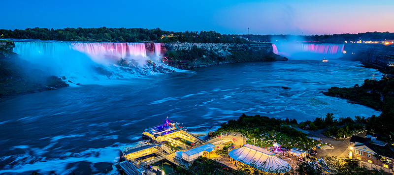 NF011b.jpg :: Panoramic twilight view of the American & Horseshoe Falls

Niagara Falls Canada - Summer 2019