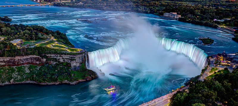 NF015b.jpg :: A panoramic viewing of Horseshoe Falls from atop the Skylon Tower at twilight

Niagara Falls Canada - Summer 2019