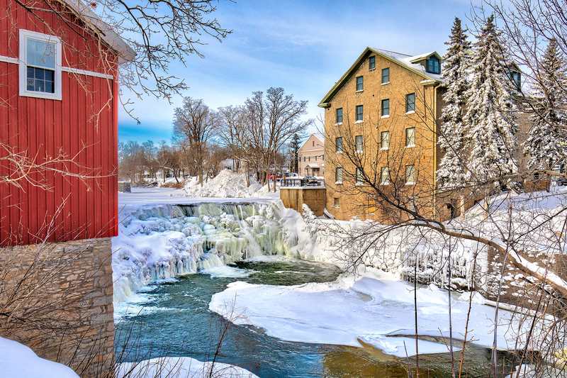 NY656.jpg :: Corner view of a beautifully frozen waterfall on a bitter cold morning

Honeoye Falls NY - Winter 2019