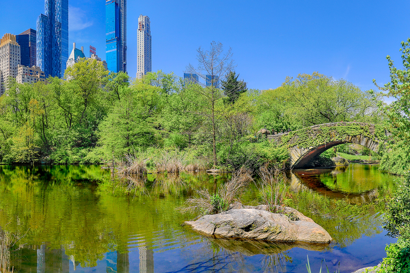 NY667.jpg :: The beautiful Gapstow Bridge & pond with a NYC reflection

Central Park NY - Spring 2019