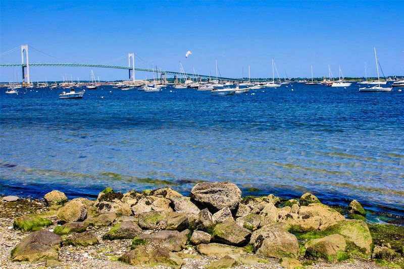 RI007.jpg :: Sailboats sit perched in Narragansett Bay with the Jamestown Verrazzano Bridge nearby.

Jamestown RI - Summer 2016