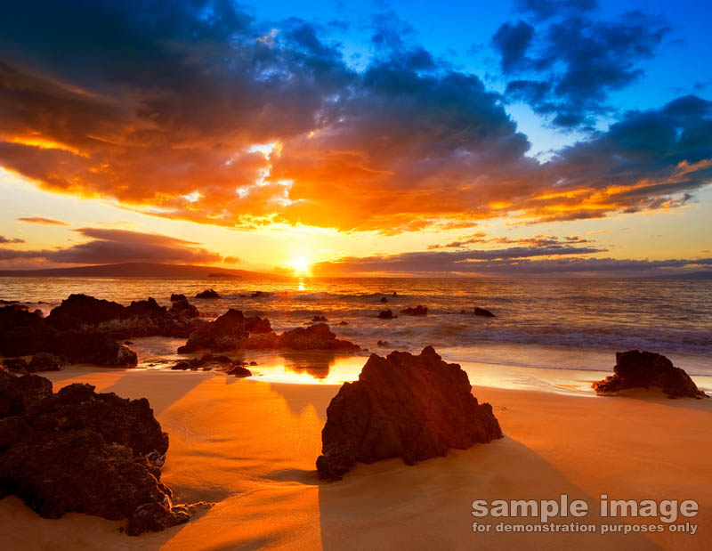 nature-bp-0051.jpg :: brilliant sunset over rocky beach