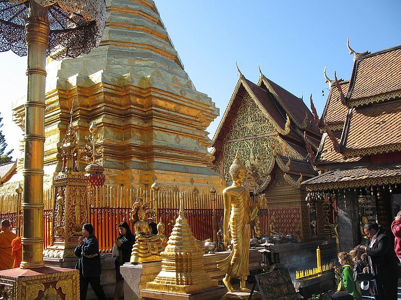 AT3.jpg :: This temple is Chiang Mai's most important and visible landmark, situated on the side of a nearby mountain, overlooking the city.