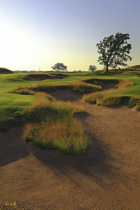 30  Erin Hills Erin WI -- 0456.jpg :: The par 4 fourth hole at Erin Hills.  Erin Hills is a daily fee golf course in Erin, Wisconsin.  It was designed by Hurdzan/Fry Designs and Ron Whitten and built by Landscapes Unlimited, LLC.  July, 2011;  PM shoot.  Photo by Paul Hundley.