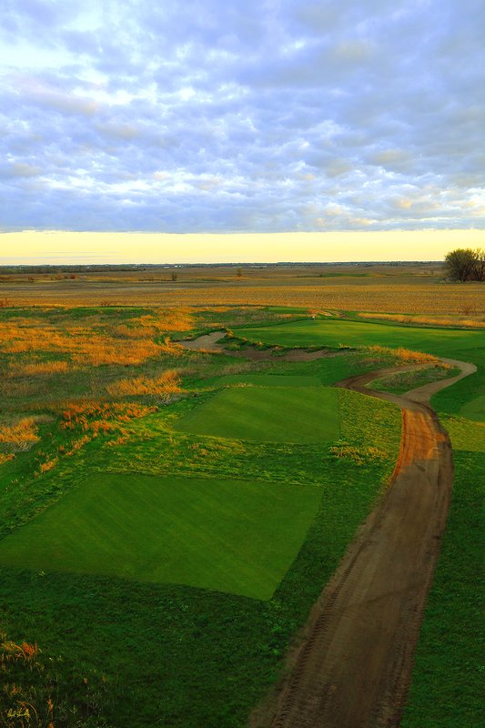 A106--1354 with signature.jpg :: The par three 13th hole at Awarii Dunes, a private golf club located in Kearney, Nebraska.  Designed by Jim Engh and built by Neibor Construction.  May, 2011; PM shoot.  Photograph by Paul Hundley.
