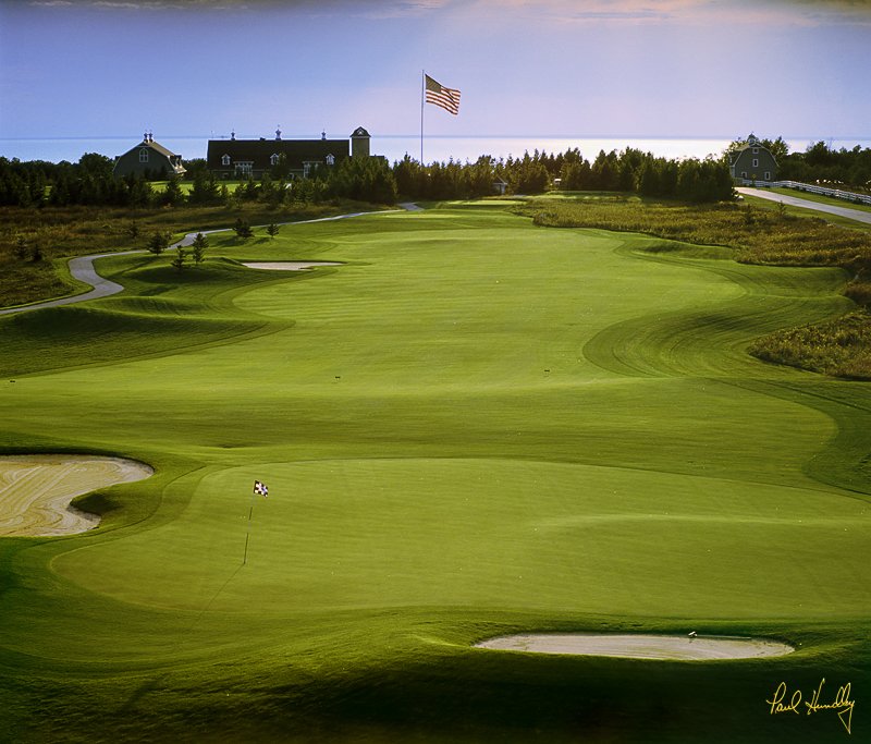 H102--0103  800px.jpg :: Horseshoe Bay GC, first hole; Egg Harbor, Wisconsin