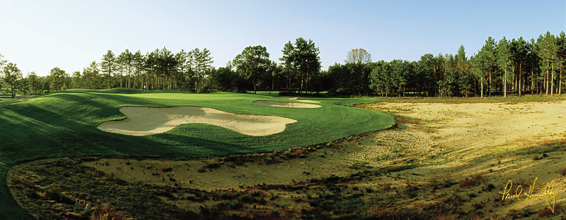 L100a--0702  (2.55  AR)1.jpg :: Seventh hole from left of the waste bunker; Lakes course; Lake Arrowhead GC, Nekoosa, Wisconsin