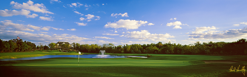 L106--0102  (3.20 AR).jpg :: First hole and clubhouse; The Legend at Brandybrook; Wales, Wisconsin