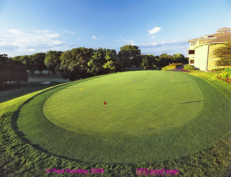 M108--001  FPO  (1.30  AR).jpg :: The practice putting green and clubhouse; Merrill Hills Country Club; Waukesha, WIsconsin