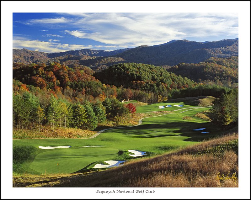 S116--1402-T  USM.jpg :: Sequoyah National Golf Club, Cherokee, North Carolina, fourteenth (foreground) and thirteenth (background) holes