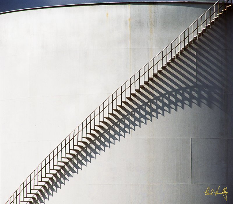 Shadows 001  800px.jpg :: Oil storage tank; Jones Island; Milwaukee, Wisconsin