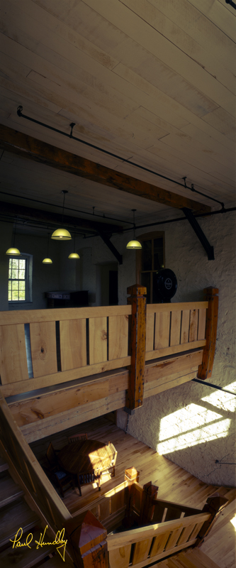 WI--Grafton Mill 003  800px.jpg :: The Grafton Mill interior stairway; Grafton, Wisconsin
