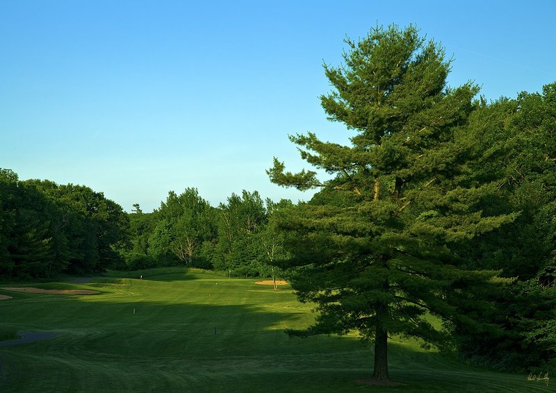 C112a--1350  V1  1200px with signature  SS.jpg :: The par four 13th hole on the Oaks Course at Christmas Village Resort in Wisconsin Dells, Wisconsin.  Christmas Village Resort is a 1400 acre resort development which includes 27 holes of golf.  Photograph by Paul Hundley; June, 2013
