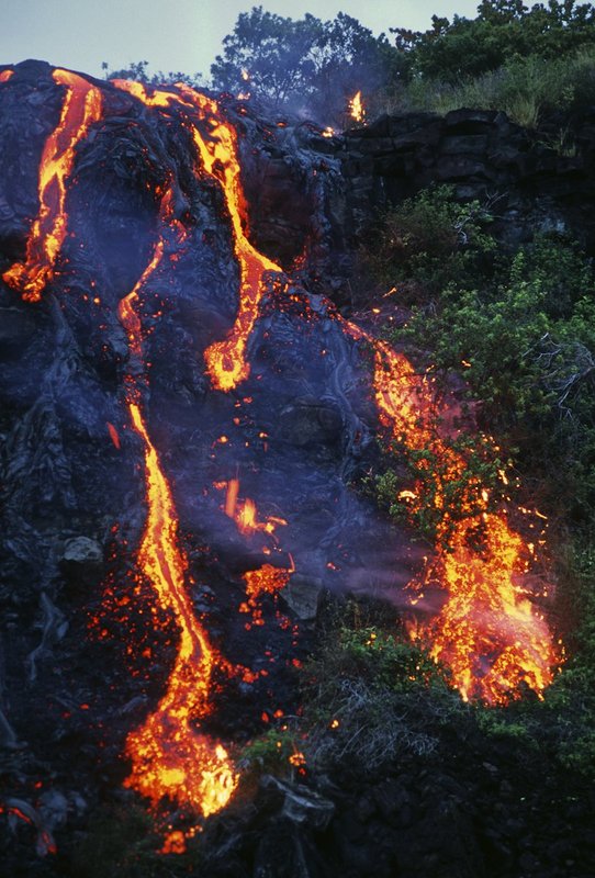 GBL-VLF-56.jpg :: Lava river falling from a cliff in Hawaii Volcanoes National Park