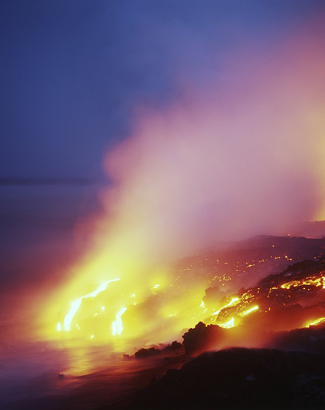 GBL-VLO-11.jpg :: Lava river falling into the Pacific Ocean in Hawaii Volcanoes National Park