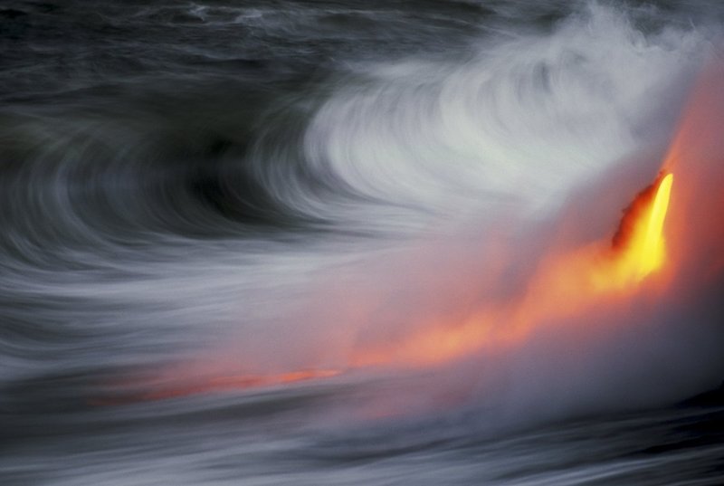 GBL-VLO-17.jpg :: Lava falls into the sea from the shores of Hawaii Volcanoes National Park