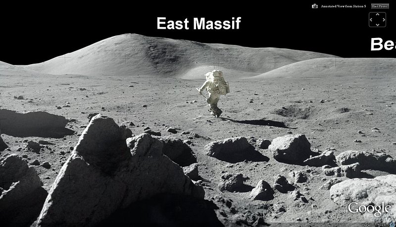 APOLLO 17--VIEW FROM STATION 5 EAST MASSIF--LOWER PORTION OF SKY BLACKED OUT--KEN PFEIFER.jpg :: APOLLO 17 VIEW FROM STATION 5--EAST MASSIF--LOWER HORIZON BLACKENED OUT--KEN PFEIFER--COPYRIGHT GOOGLE
