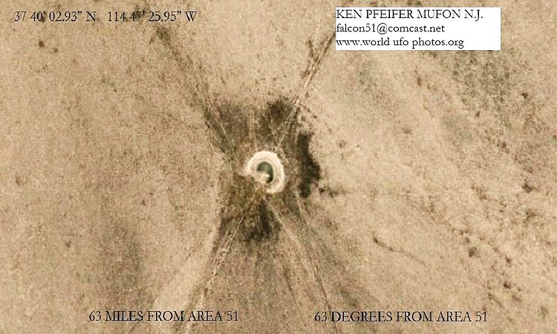 CRASHED SAUCER NE OF AREA 51 KEN PFEIFER--GOOGLE EARTH COPYRIGHT.jpg :: h
