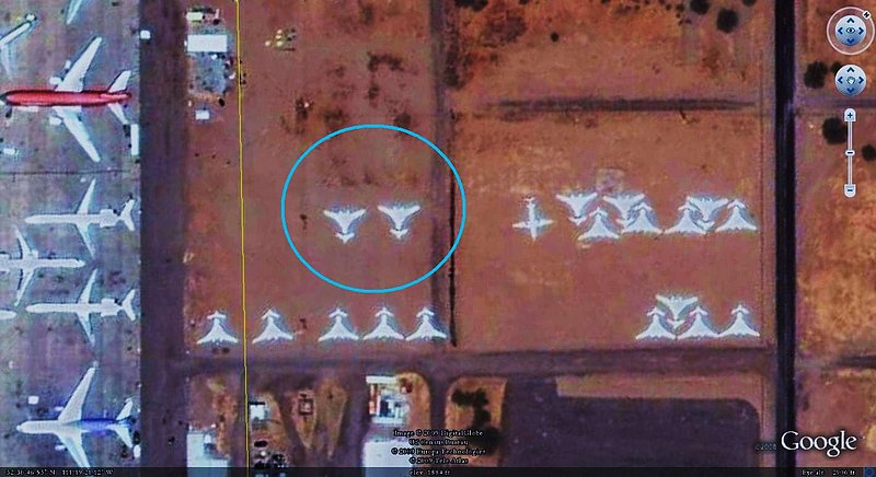 MARANA ARIZONA--KEN PFEIFER GOOGLE EARTH FIND--PINAL AIRPARK    STRANGE PLANES.jpg :: h