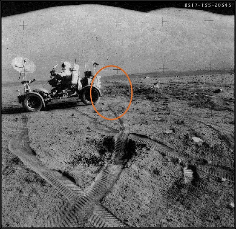 MOON APOLLO 17--WHY ARE THERE NO TIRE TRACKS BEHIND THE ROVER--STAGED EVENT--KEN PFEIFER.jpg :: 611