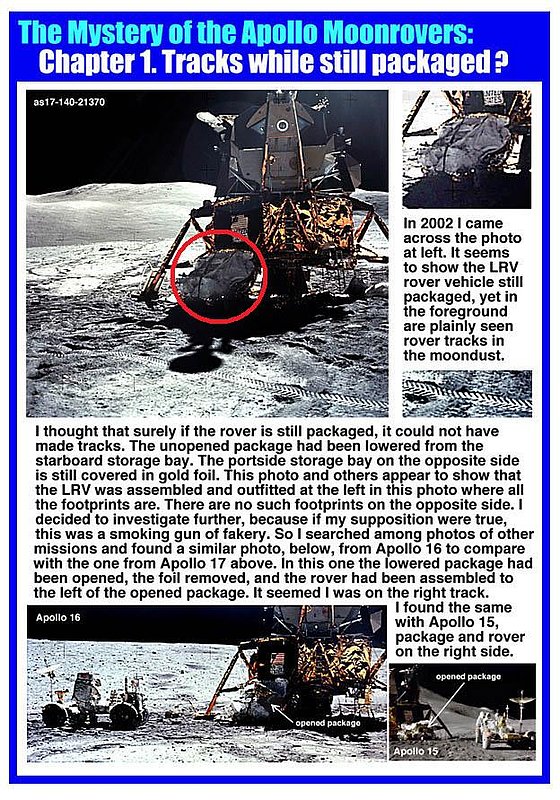 MOON--WHY IS THERE TIRE TRACKS WHNE THE ROVER IS STILL ATTACHED TO THE LEM--AILUS.COM.jpg :: I